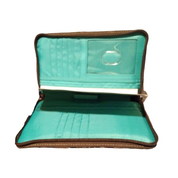 Thirty One Perfect Cents Wallet Blue &Green Sea Plaid Pattern -Retired! 31 Gift - Picture 3 of 3